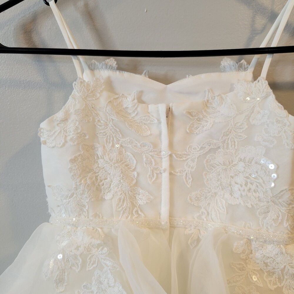 David's Bridal Girl Sleeveless Ivory Flower Girl Communion Dress Size 5 - Picture 3 of 6
